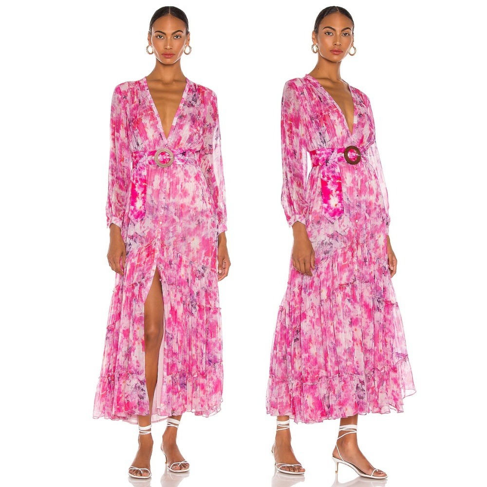 Rococo Sand Hikari Dress Maxi Pink Belted XS‎